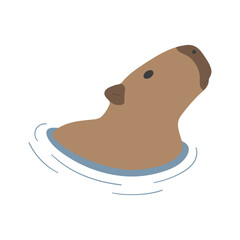 Obraz premium capybara single 40 cute on a white background, vector illustration. 