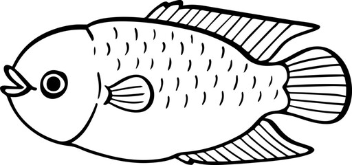 cartoon fish drawing illustration.