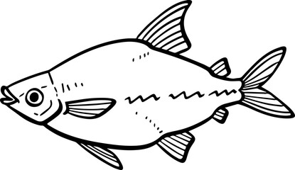 cartoon fish drawing illustration.
