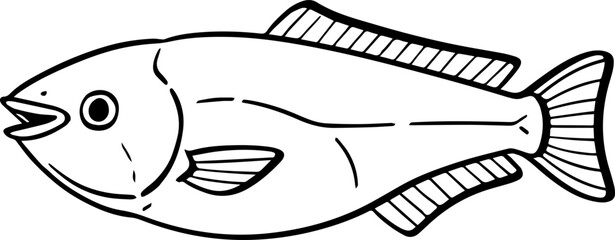 cartoon fish drawing illustration.