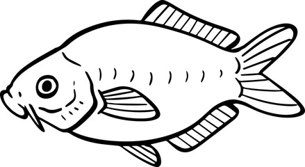 cartoon fish drawing illustration.