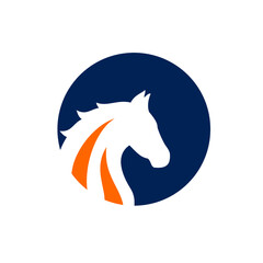 horse head circle logo vector