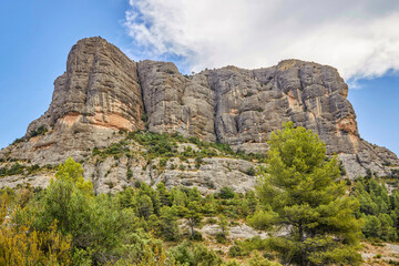 Fototapeta na wymiar Majestic rock formation in the estrets of Arnes. In Els Ports Natural Park, Tarragona, Catalonia community, Spain