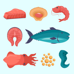 Naklejka premium Cartoon sea life animals