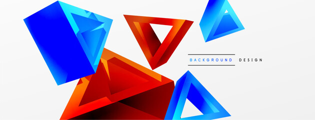 3d triangle abstract background. Basic shape technology or business concept composition. Trendy techno business template for wallpaper, banner, background or landing