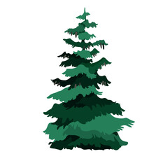 Stylized trees painted in various shades of green. Vector graphics