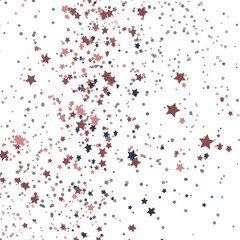 Stars grey glitter confetti isolated on blurred abstract white background. Festive holiday background. Celebration concept. Falling magic gold particles. Invitation mock up. Top view, flat lay