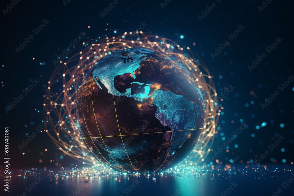 Poster earth data flow connection. generate ai