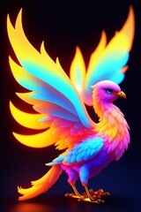 Luminescent neon a cute adorable baby phoenix made of crystal with low poly eye's highly detailed intricated concept art trending artstation 8k