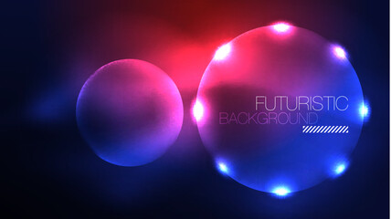 Circles with bright neon shiny light effects, abstract background wallpaper design