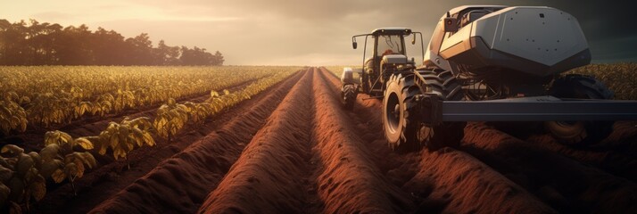 Agriculture with the help of robots in the field. Generative AI
