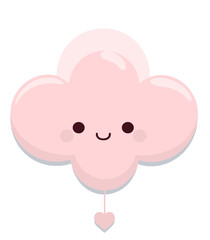 Kawaii Cute Cloud with Heart Shapes Decoration in Playful Character Style