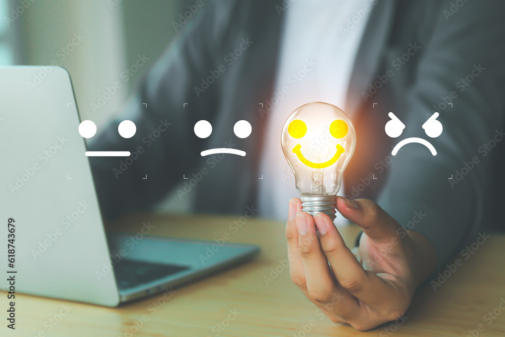 Aufkleber customer service satisfaction survey feedback for business review rating and best service or finance