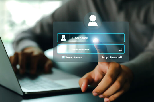 Login username and password from on internet security access or user sign registration menu for social media member verification account or submit register concepts.