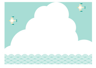 かもめと入道雲と海のフレーム