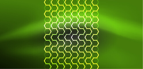 Abstract background techno neon hexagons. Hi-tech vector illustration for wallpaper, banner, background, landing page, wall art, invitation, prints, posters
