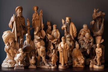 collection of carved figures and sculptures ranging from whimsical to realistic, created with generative ai