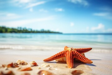 Fototapeta na wymiar Sea star beach summer. Generate Ai
