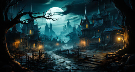 Macabre Landscape: Spooky Images Background for Halloween Atmosphere
