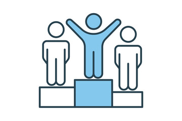 Winners icon. people with podium. icon related to winner, success, victory. Flat line icon style design. Simple vector design editable
