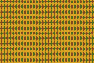 Green and red brown diamond on yellow mustard design.