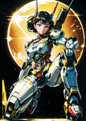 Anime Girl AI robotic action pose