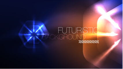 Glowing blue neon hexagons in dark space. Digital technology cyberspace hi-tech techno abstract background template