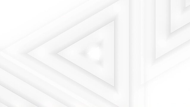 Bright white geometric background with triangle shape motion design. Seamless looping animation