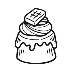 isolate black and white bakery chocolate pudding