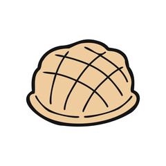 isolate bakery melon bread vector