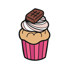 isolate bakery chocolate cupcake vector