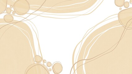 Abstract drawn pastel beige and brown chaotic spots with lines.