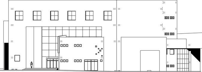 Vector sketch illustration of detailed architectural design of auditorium hall, music and dance performance hall