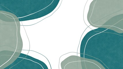 Abstract drawn pastel turquoise and gray chaotic spots with lines.