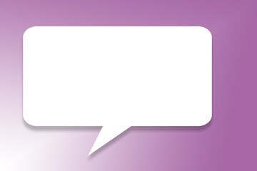Weiße Sprechblase vor einem violetten Hintergrund, 2D-Illustration