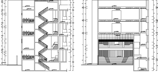 Vector sketch illustration of detailed architectural design of auditorium hall, music and dance performance hall