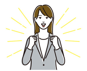 ガッツポーズする女性ビジネスパーソン
