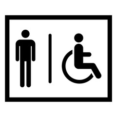 Restroom men and wheelchair wc symbol, flat web button, toilet vector illustration information
