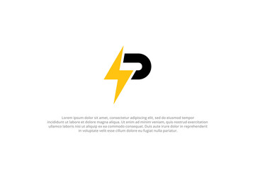 logo letter p lightning flash sign