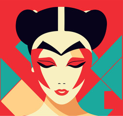 Vector illustration of a portrait of geisha.