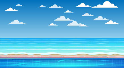 Fototapeta na wymiar landscape of swimming pool at the beach in the day