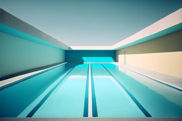 competitive swimming pool outdoors minimalistic minimalism hyper realistic 8k 