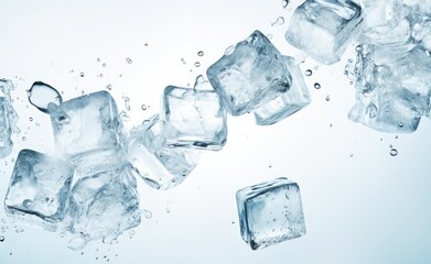 Obraz premium Icecubes background, ice cube texture, ice wallpaper It makes me feel fresh and feel good. In the summer, ice and cold drinks will make us feel relaxed, Made for beverage business. Generative AI