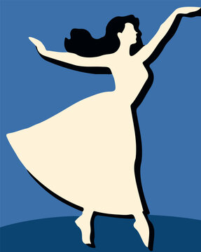Vector of female dancing in blue background