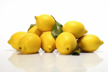 AI generated illustration of vibrant yellow lemons isolated on a white background