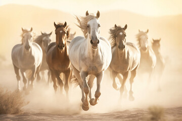 Obraz na płótnie Canvas horses in the desert