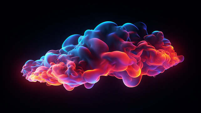3d render, abstract cloud illuminated with neon light. 4k 3d cloud generative AI
