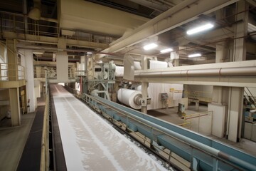cleaning lines, where the pulp and paper products are cleaned and sanitized for further use, created with generative ai
