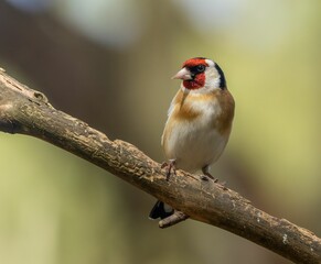Goldfinch perched on a tree branch
