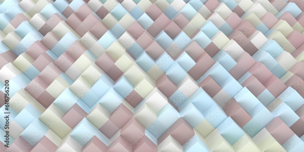 Poster texture and background of volumetric multicolored geometric shapes.